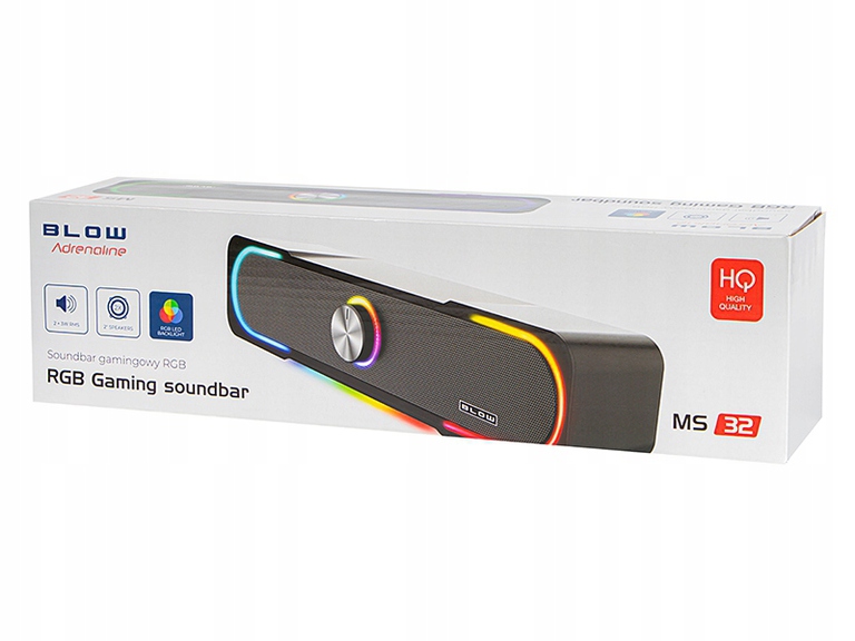 BLOW Głośniki komputerowe Soundbar MS-32 USB i miniJack 3,5mm LED RGB (1)