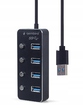 GEMBIRD HUB 4 porty USB 3.1 aktywny metalowy z przełącznikami + kabel (1)