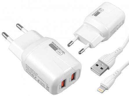 SOMOSTEL ładowarka sieciowa 2,4A 2x USB DUAL + KABEL iPhone Lightning Apple