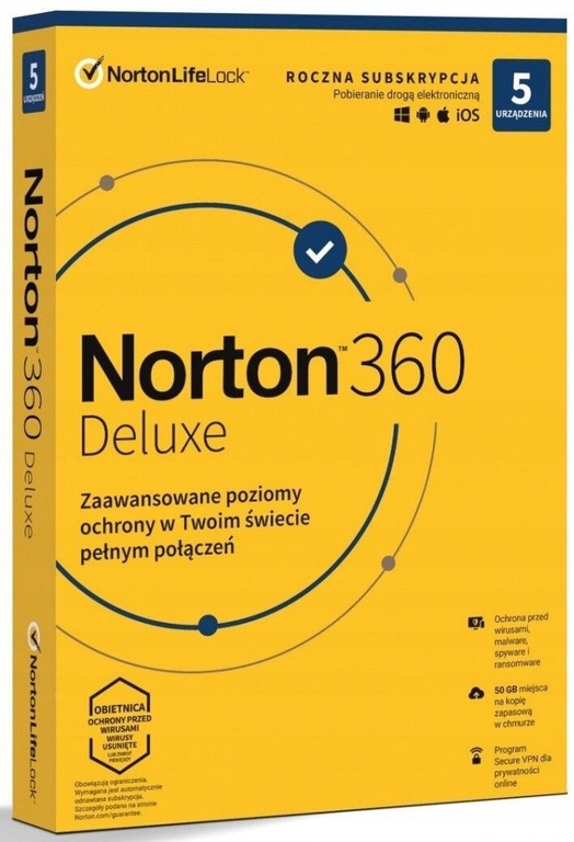 Norton 360 Deluxe 1 rok 5 urządzeń 50GB